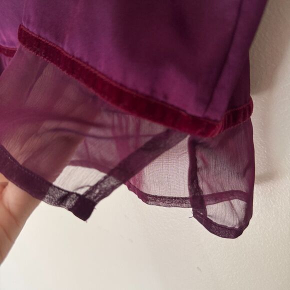Vintage Victoria's Secret Sheer-Trim Burgundy Satin Cami Tank Top - Picture 3 of 9